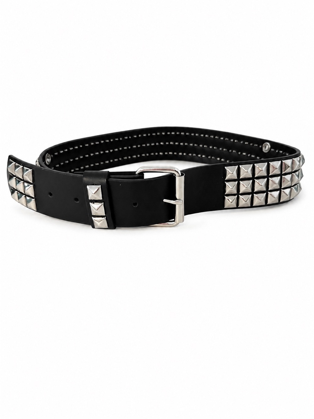 Hot Topic Black Silver Pyramid Studded Belt Size 28 Punk Emo Goth Y2K